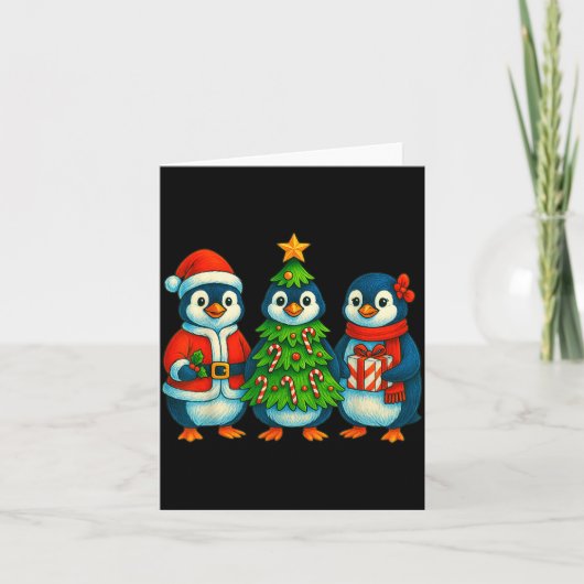 Funny Penguin Christmas Lights Penguin Cute Xmas H Kaart (Voorkant)