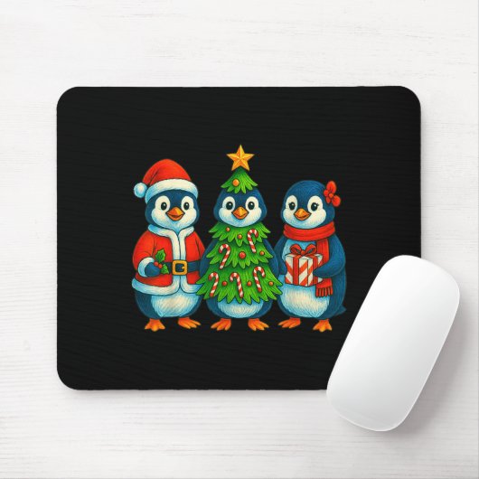 Funny Penguin Christmas Lights Penguin Cute Xmas H Muismat (Met muis)