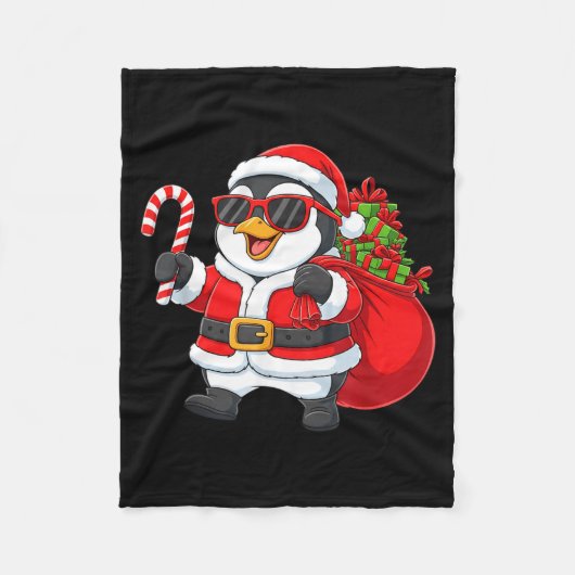 Funny Penguin Christmas Santa Outfit Xmas Boys Gir Fleece Deken (Voorkant)