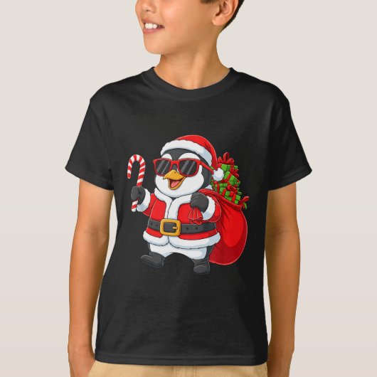 Funny Penguin Christmas Santa Outfit Xmas Boys Gir T-shirt (Voorkant)