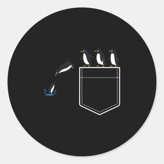 Funny Penguin Cket Cute Diving Penguin Animal Love Ronde Sticker (Voorkant)