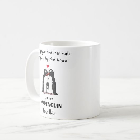 Funny Penguin Couple Valentijnsdag Mok (Voorkant links)