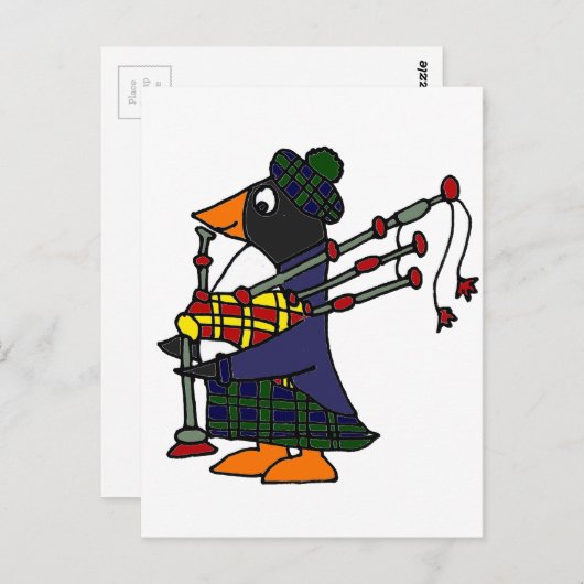 Funny Penguin die Bagpipes speelt Kunst Briefkaart (Voorkant / Achterkant)