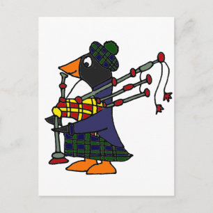 Funny Penguin die Bagpipes speelt Kunst Briefkaart