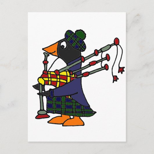 Funny Penguin die Bagpipes speelt Kunst Briefkaart (Voorkant)