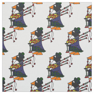 Funny Penguin die Bagpipes speelt Kunst Stof