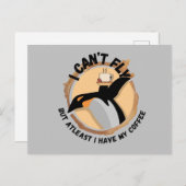 Funny Penguin Drink koffie Briefkaart (Voorkant / Achterkant)