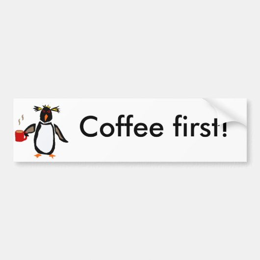 Funny Penguin Drink koffie Bumpersticker (Voorkant)