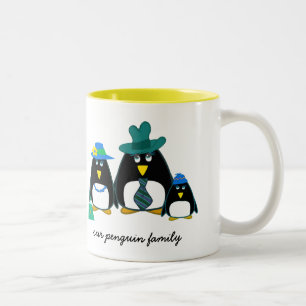 Funny Penguin Eigen naam kerstcadeautje Tweekleurige Koffiemok