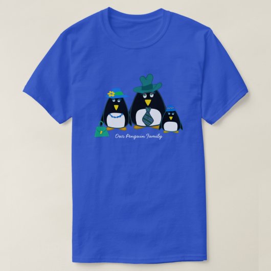 Funny Penguin Familie 3 met Jongen Kerstmis T-shirt (Design voorkant)