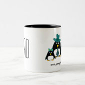Funny Penguin Familie Aangepaste kerstcadeautjes M Tweekleurige Koffiemok (Center)