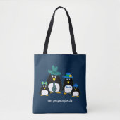 Funny Penguin Familie met 4 kerstcadeautjes Canvas Tote Bag (Voorkant)