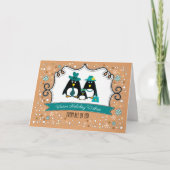 Funny Penguin Familie van 3 Aangepaste kerstKaarte Feestdagen Kaart (Voorkant)