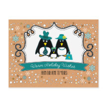 Funny Penguin Familie van 3 Kerstmis Briefkaarten