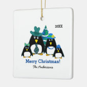 Funny Penguin Family Custom Photo Ornamenten (Links)