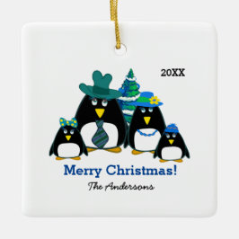 Funny Penguin Family Custom Photo Ornamenten