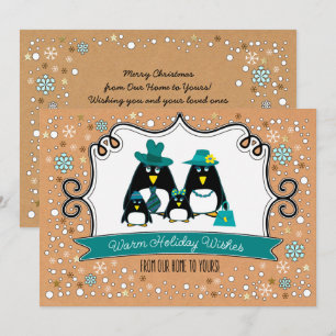 Funny Penguin Family KerstflatWenskaarten Feestdagenkaart
