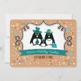 Funny Penguin Family Kerstfotokaarten Feestdagenkaart