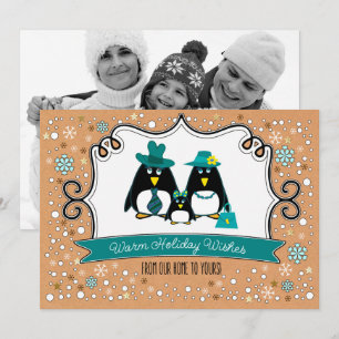 Funny Penguin Family Kerstfotokaarten Feestdagenkaart