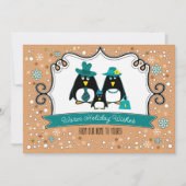 Funny Penguin Family Kerstfotokaarten Feestdagenkaart (Voorkant)