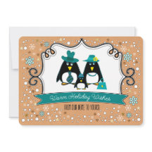 Funny Penguin Family Kerstfotokaarten