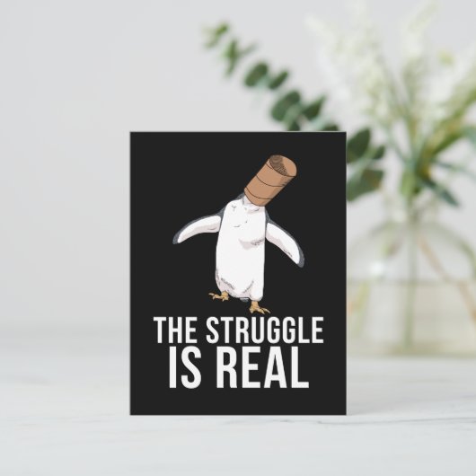 Funny Penguin geeft Mannen de strijd echt Briefkaart (Staand voorkant)