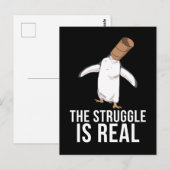 Funny Penguin geeft Mannen de strijd echt Briefkaart (Voorkant / Achterkant)