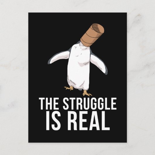 Funny Penguin geeft Mannen de strijd echt Briefkaart (Voorkant)