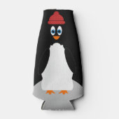 Funny Penguin gepersonaliseerd zwart schattig Cart Flesjeskoeler (Voorkant)