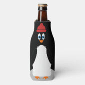 Funny Penguin gepersonaliseerd zwart schattig Cart Flesjeskoeler (Fles Voorkant)