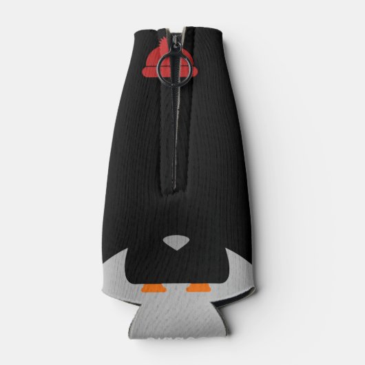 Funny Penguin gepersonaliseerd zwart schattig Cart Flesjeskoeler (Achterkant)