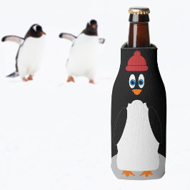 Funny Penguin gepersonaliseerd zwart schattig Cart Flesjeskoeler