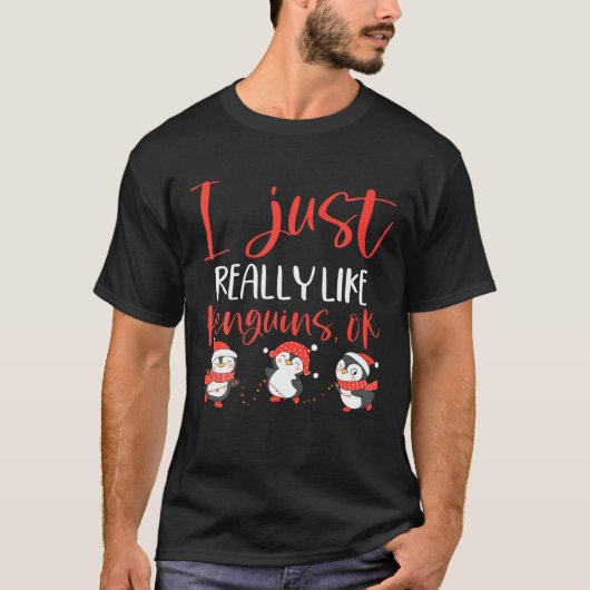 Funny Penguin Gift... ik hou echt van pinguïns. T-shirt (Voorkant)