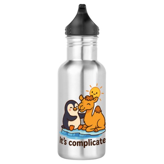 Funny Penguin & Giraffe Water Bottle  Waterfles (Rechts)