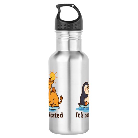 Funny Penguin & Giraffe Water Bottle  Waterfles (Achterkant)