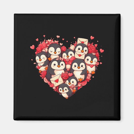 Funny Penguin Heart Valentine Penguin Womens Mens  Magneet (Voorkant)