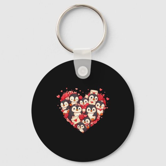 Funny Penguin Heart Valentine Penguin Womens Mens Sleutelhanger (Voorkant)