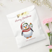 Funny Penguin Holding Ornament Vrolijk Kerstfeest Bedankzakje (Gezegeld)