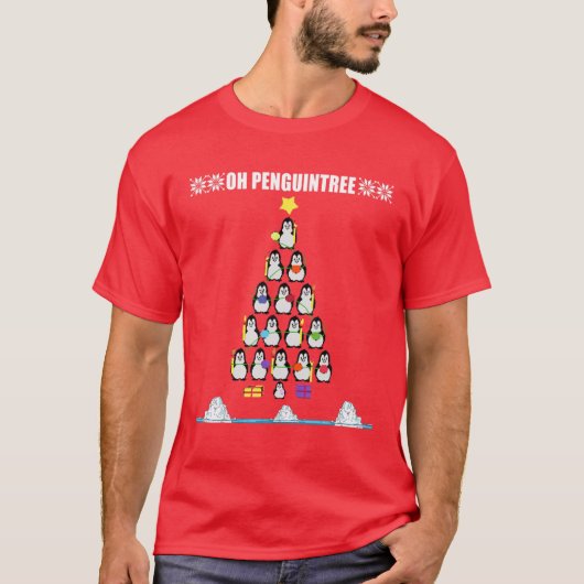 Funny Penguin kerstboom Meme Pun Holiday T-shirt (Voorkant)