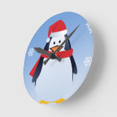 Funny Penguin Kerstkerstkerstkerstkerstman Snowfla Ronde Klok (Hoek)