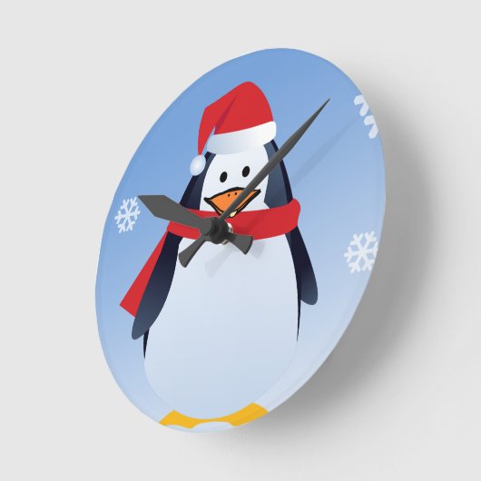Funny Penguin Kerstkerstkerstkerstkerstman Snowfla Ronde Klok (Hoek)