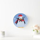 Funny Penguin Kerstkerstkerstkerstkerstman Snowfla Ronde Klok (Huis)