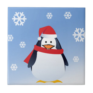Funny Penguin Kerstkerstkerstkerstkerstman Snowfla Tegeltje