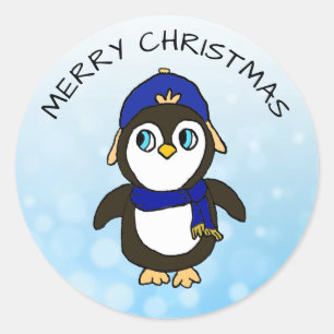 Funny Penguin Kerstmis Ronde Sticker