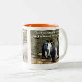 Funny Penguin Memes met Funny Penguin Afbeeldingen Tweekleurige Koffiemok (Voorkant rechts)