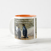 Funny Penguin Memes met Funny Penguin Afbeeldingen Tweekleurige Koffiemok (Voorkant links)