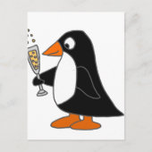 Funny Penguin met Champagne Briefkaart (Voorkant)