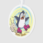 Funny Penguin on Roller Skates Ornament (voorkant)