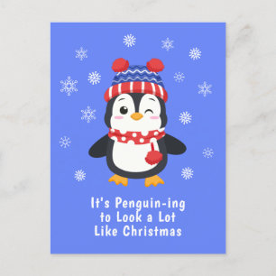 Funny Penguin Pun Kerstmis Feestdagenkaart