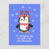 Funny Penguin Pun Kerstmis Feestdagenkaart (Voorkant)